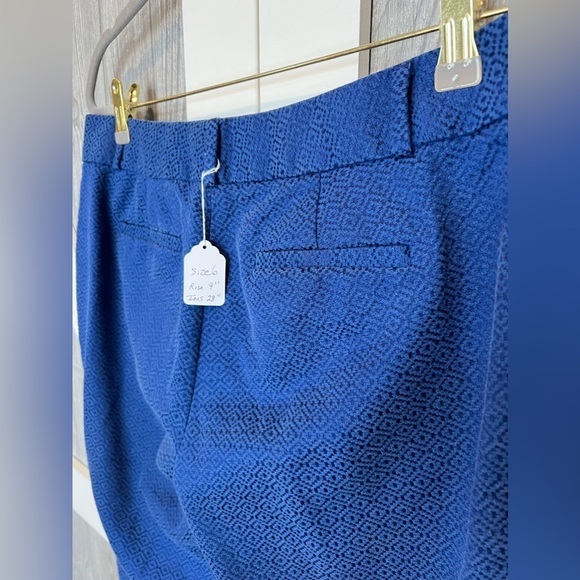 100. Banana Republic CAMDEN-FIT DIAMOND JACQUARD ANKLE PANT Blue 6 - Picture 7 of 10